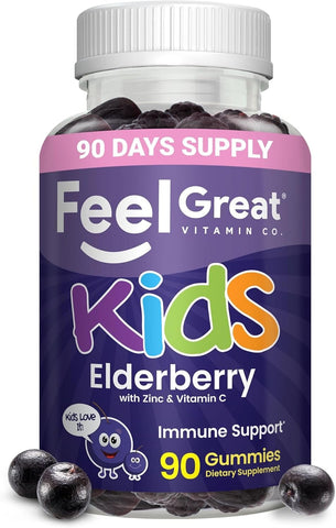 Kids Elderberry Gummy Vitamins - 2 Pack (180 Gummies) Gummies Feel Great 365, LLC 