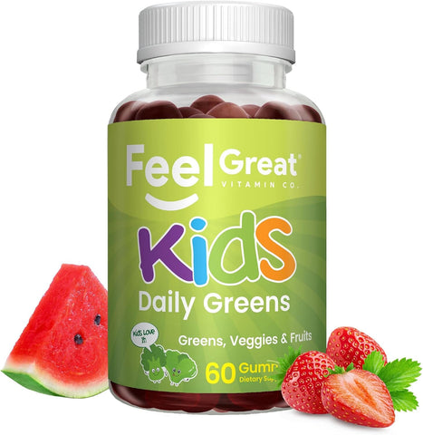 Kids Greens Gummies with Fruits and Veggies Feel Great 365, LLC 