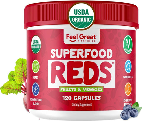 USDA Organic Superfood Reds Capsules Superfoods Feel Great 365, LLC 