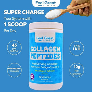 Hydrolyzed Collagen Peptides Proteins - Unflavored Collagen Feel Great 365, LLC 