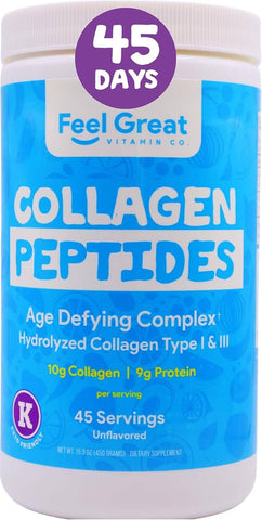 Hydrolyzed Collagen Peptides Proteins - Unflavored Collagen Feel Great 365, LLC 