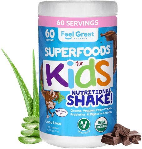 Kids Organic Superfood Greens with Protein Shake Superfoods feelgreat365 
