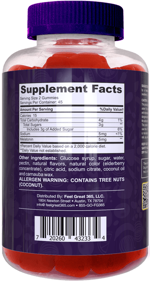 Melatonin 5mg Gummies Supplements feelgreat365 
