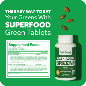 USDA Organic Super Greens Fruit & Vegetable Multivitamin Tablets feelgreat365 