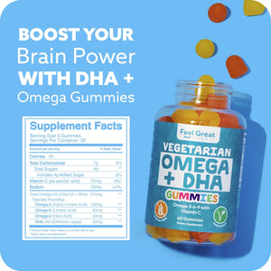 Vegetarian Omega + DHA Gummies Gummies Feel Great 365, LLC 